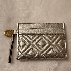Tory Burch Metallic Gold Quilted Card Holder